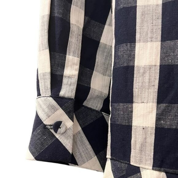 Tuckernuck Dress Tate Linen Blend Navy Check Gingham Mini Sz M - Picture 7 of 11